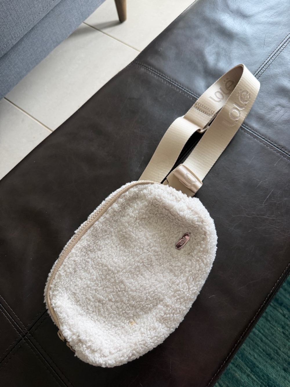 Lole Cream Sherpa Sling Belt Bag